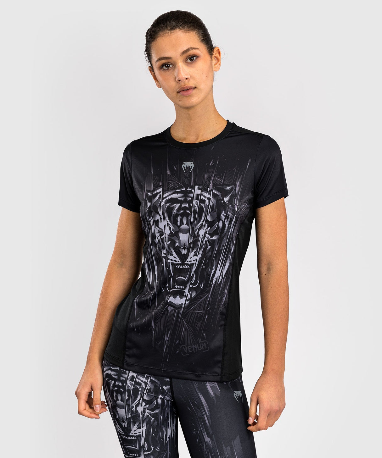 Venum T-Shirt Tiger Dry Tech Damen - Schwarz/Silber