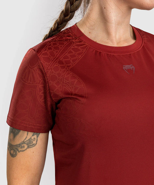 Venum Damen Dry Tech T-Shirt Serpenti – Burgundy