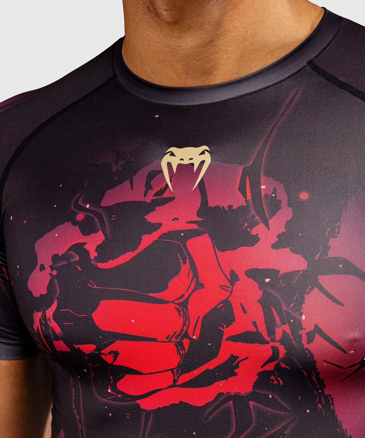 Venum Rashguard x Jujutsu Kaisen Itadori Kurzarm - Schwarz/Rot