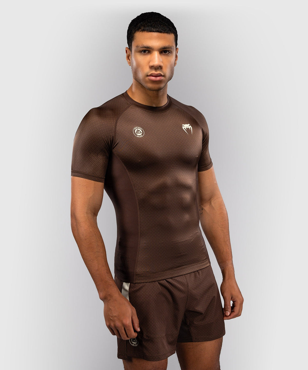 Venum Rashguard x Roger Gracie Academy Kurzarm - Dunkelbraun
