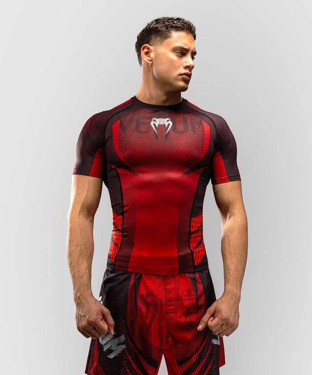 Venum Rashguard Galactic 3.0 Kurzarm - Rot/Silber