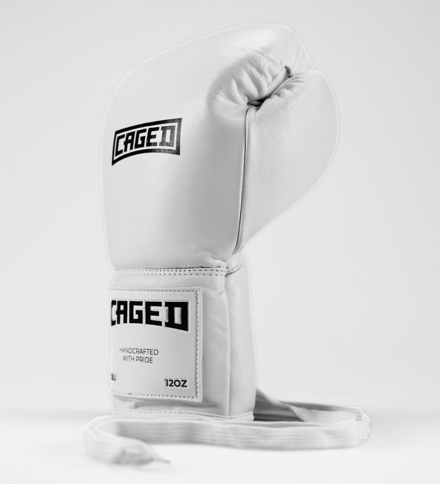 Caged Boxhandschuhe 'X Series' mit Schnürung - Weiss/Schwarz