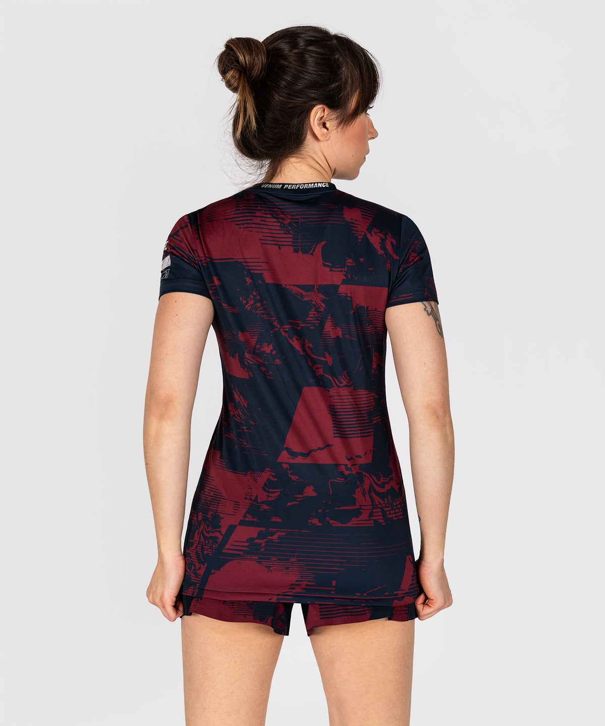 Venum UFC T-Shirt Zenith Kurzarm Damen - Marineblau/Bordeauxrot/Silber