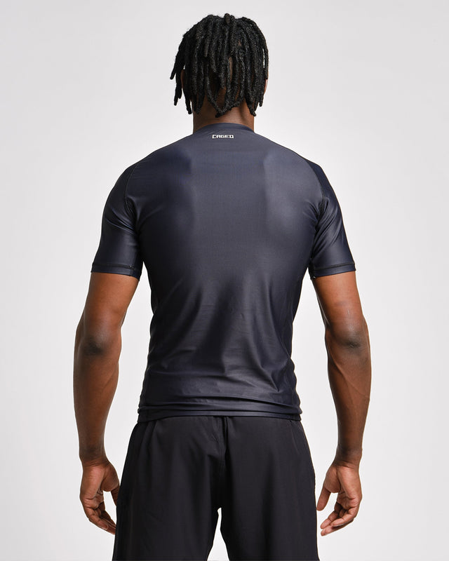 Caged Rashguard Tactical Kurzarm – Schwarz