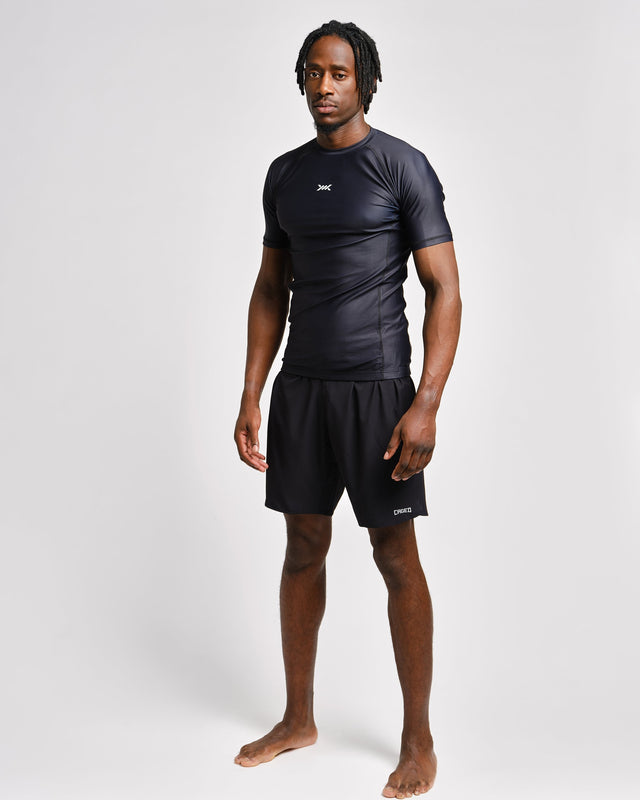 Caged Rashguard Tactical Kurzarm – Schwarz