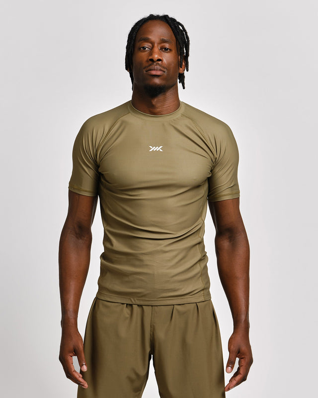 Caged Rashguard Tactical Kurzarm - Armeegrün