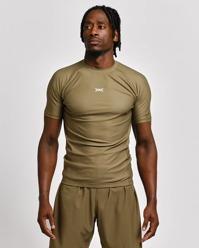Caged Rashguard Tactical Kurzarm - Armeegrün
