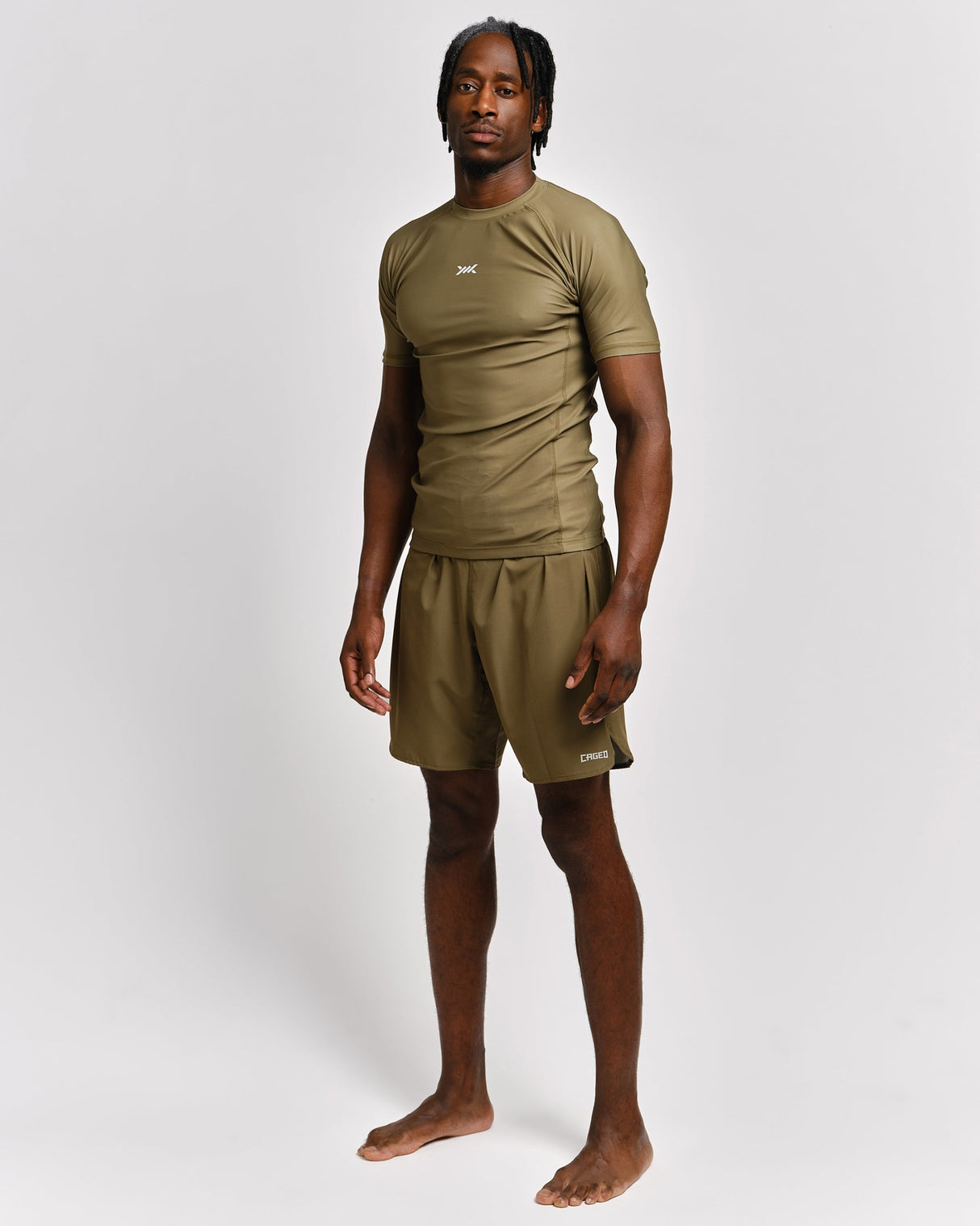 Caged Rashguard Tactical Kurzarm - Armeegrün