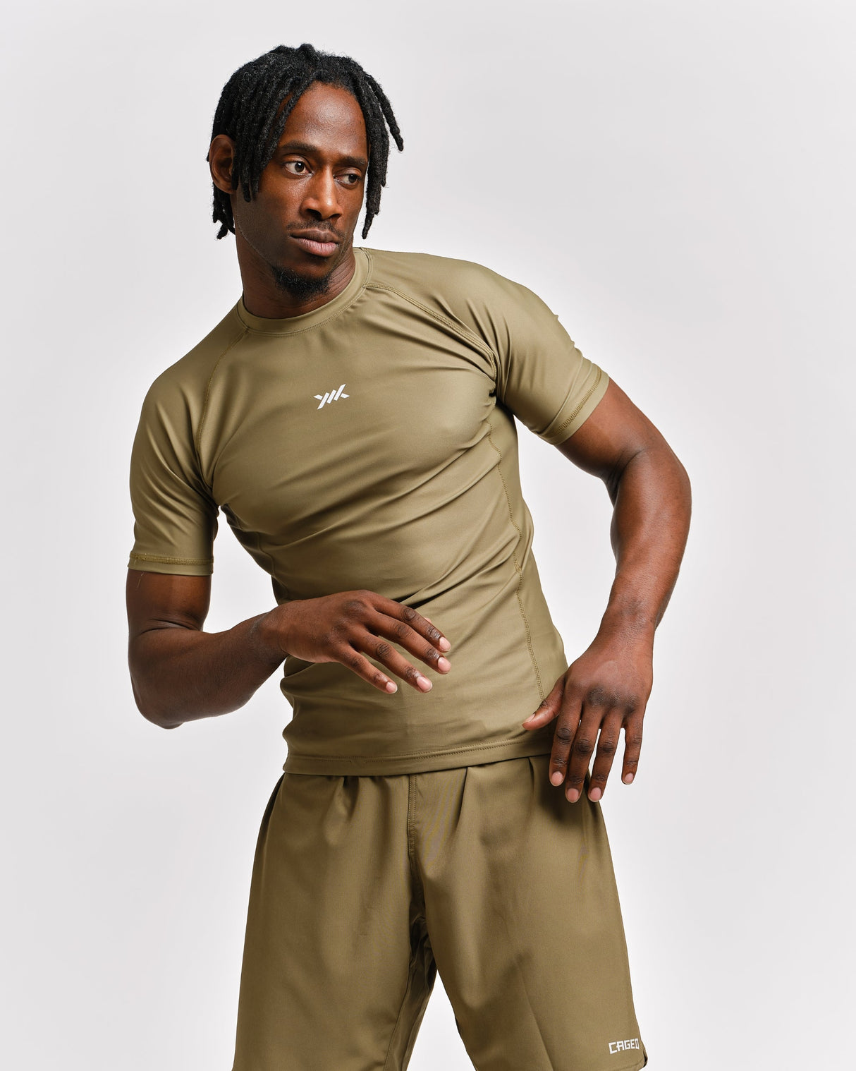 Caged Rashguard Tactical Kurzarm - Armeegrün