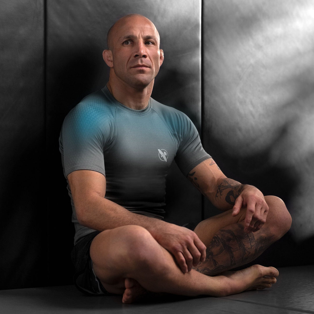 Hayabusa Rashguard Fusion Kurzarm - Grau/Aqua