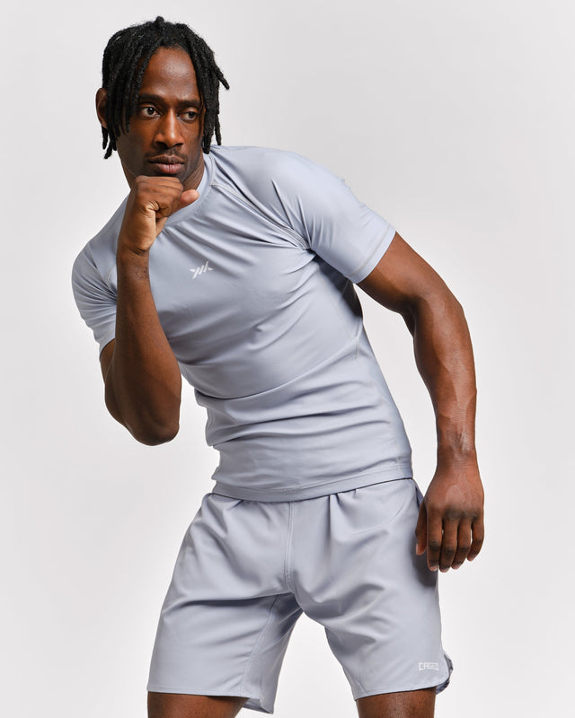 Caged Rashguard Tactical Kurzarm - Gunmetal Grey