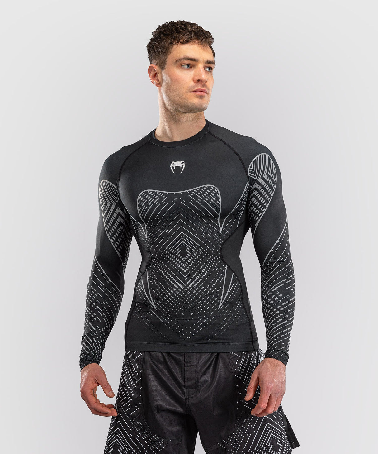 Venum Rashguard Midnight Fury Lange Mouwen - Schwarz/Grau/Silber
