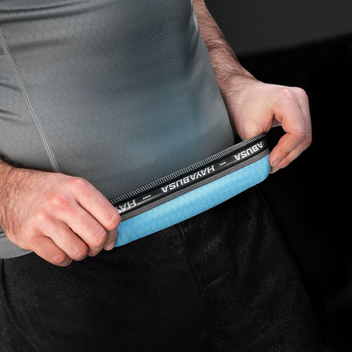 Hayabusa Rashguard Fusion Kurzarm - Grau/Aqua