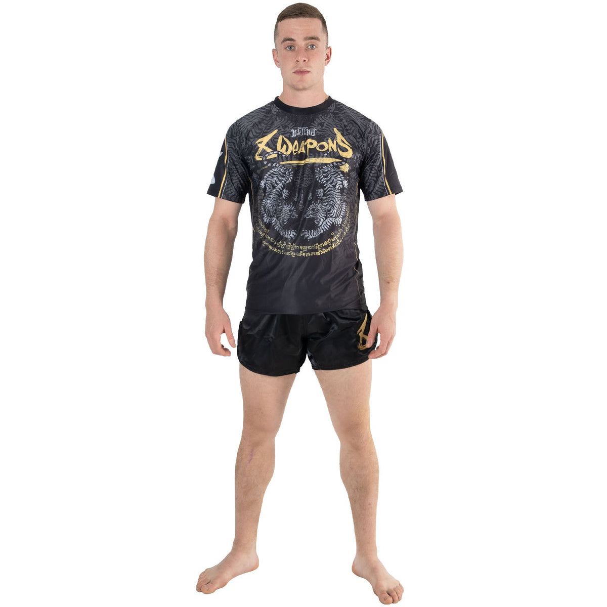 8 WEAPONS T-Shirt Funktionell Tiger Yant – Schwarz/Gelb