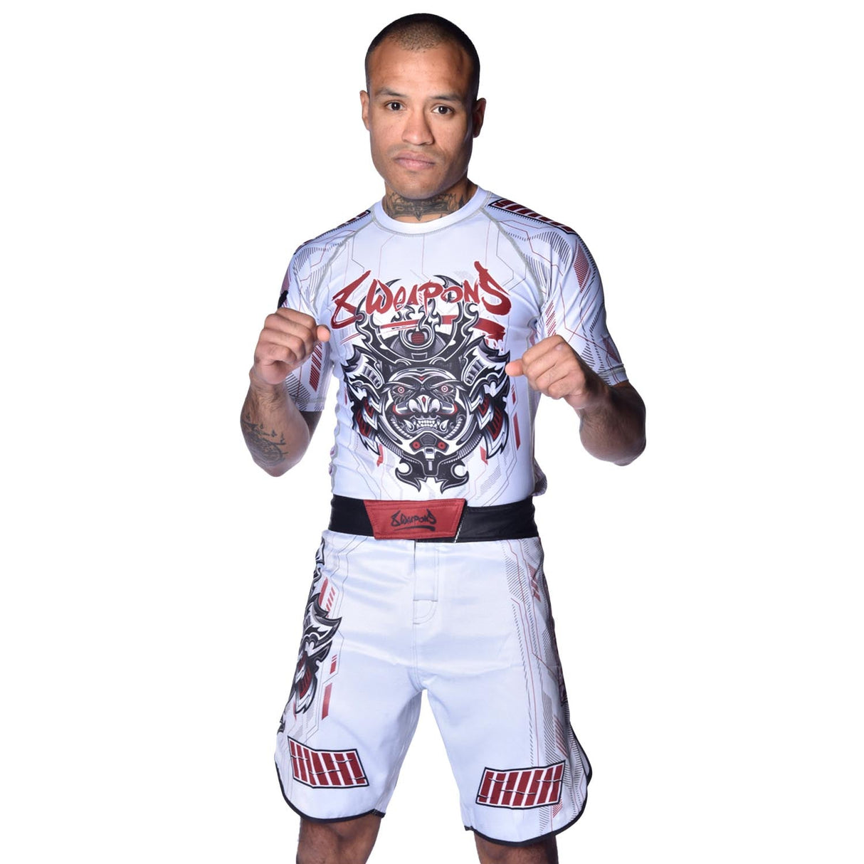 8 WEAPONS MMA-Shorts Samurai 2.0 – Weiß/Rot