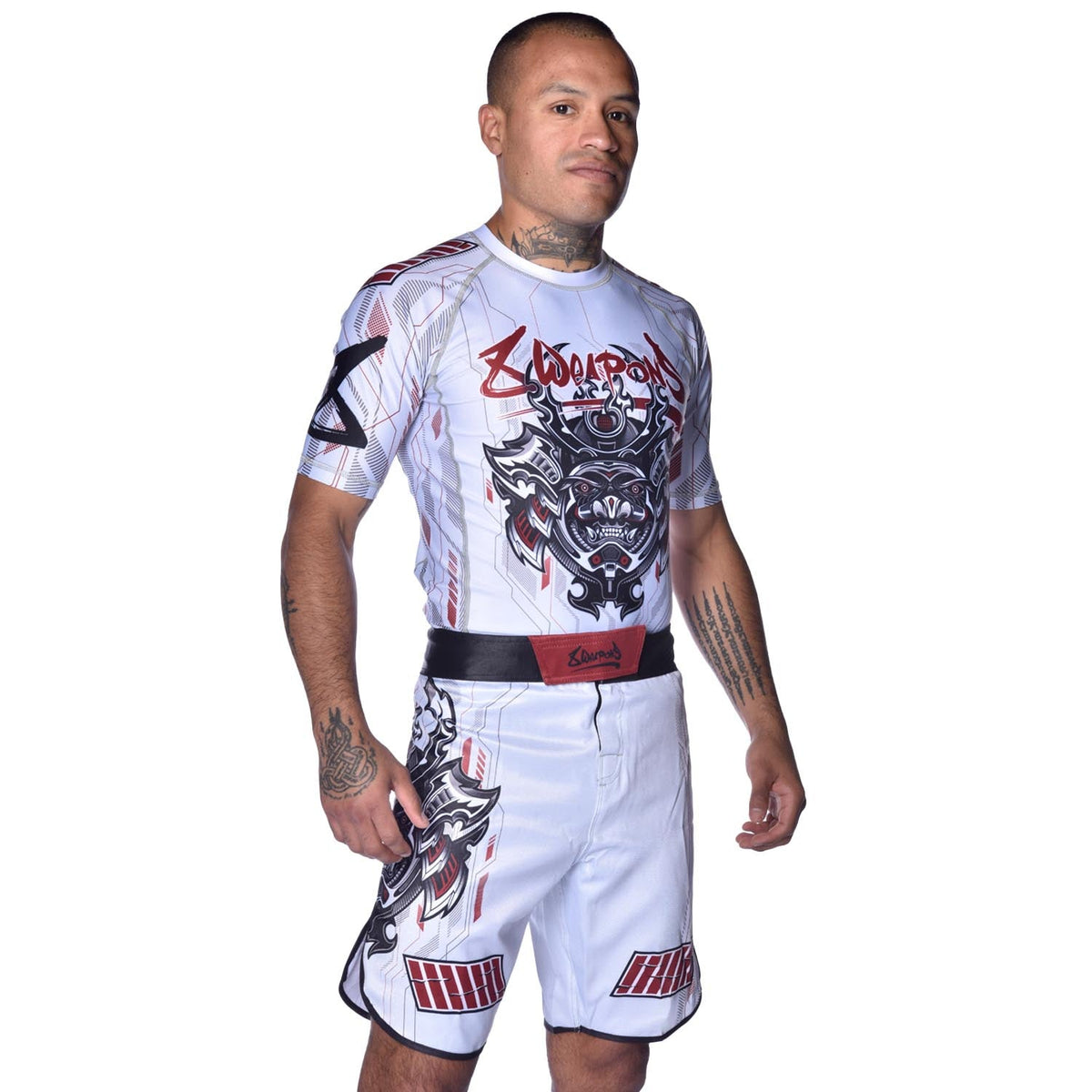 8 WEAPONS MMA-Shorts Samurai 2.0 – Weiß/Rot