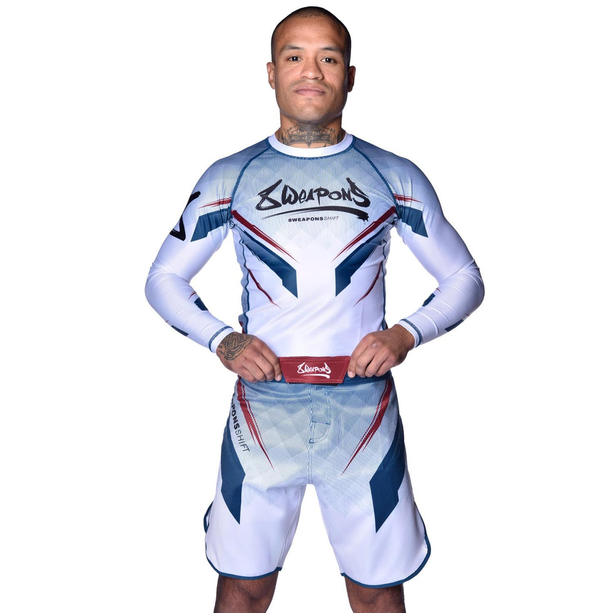 8 WEAPONS MMA Shorts Shift - Weiß/Navy/Rot