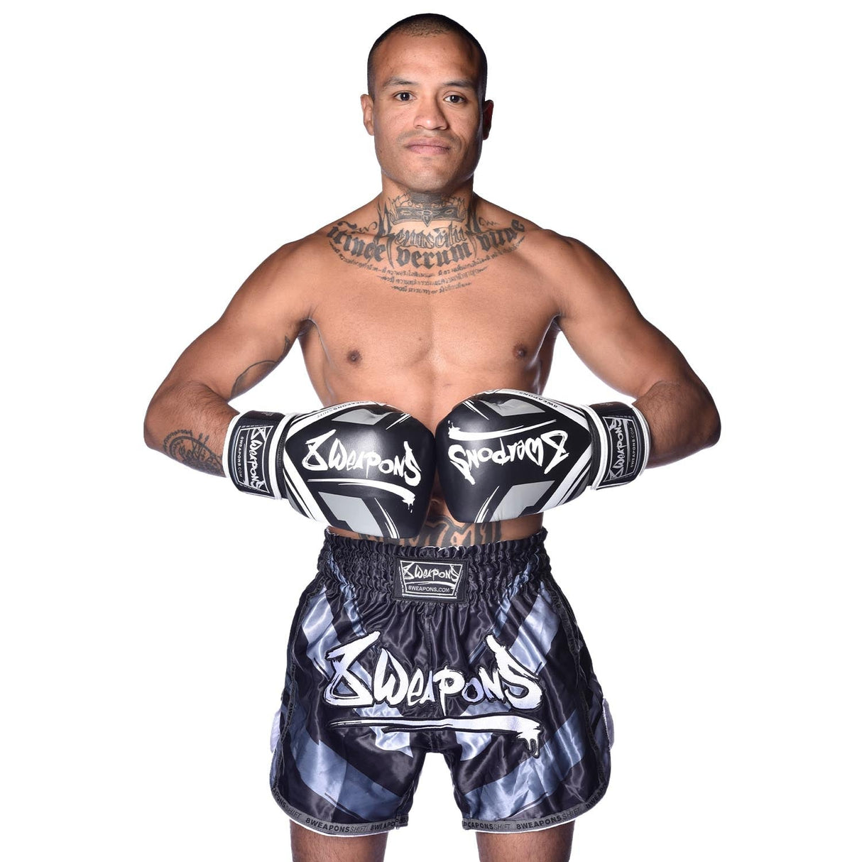 8 WEAPONS Muay Thai Shorts Shift - Schwarz Matt