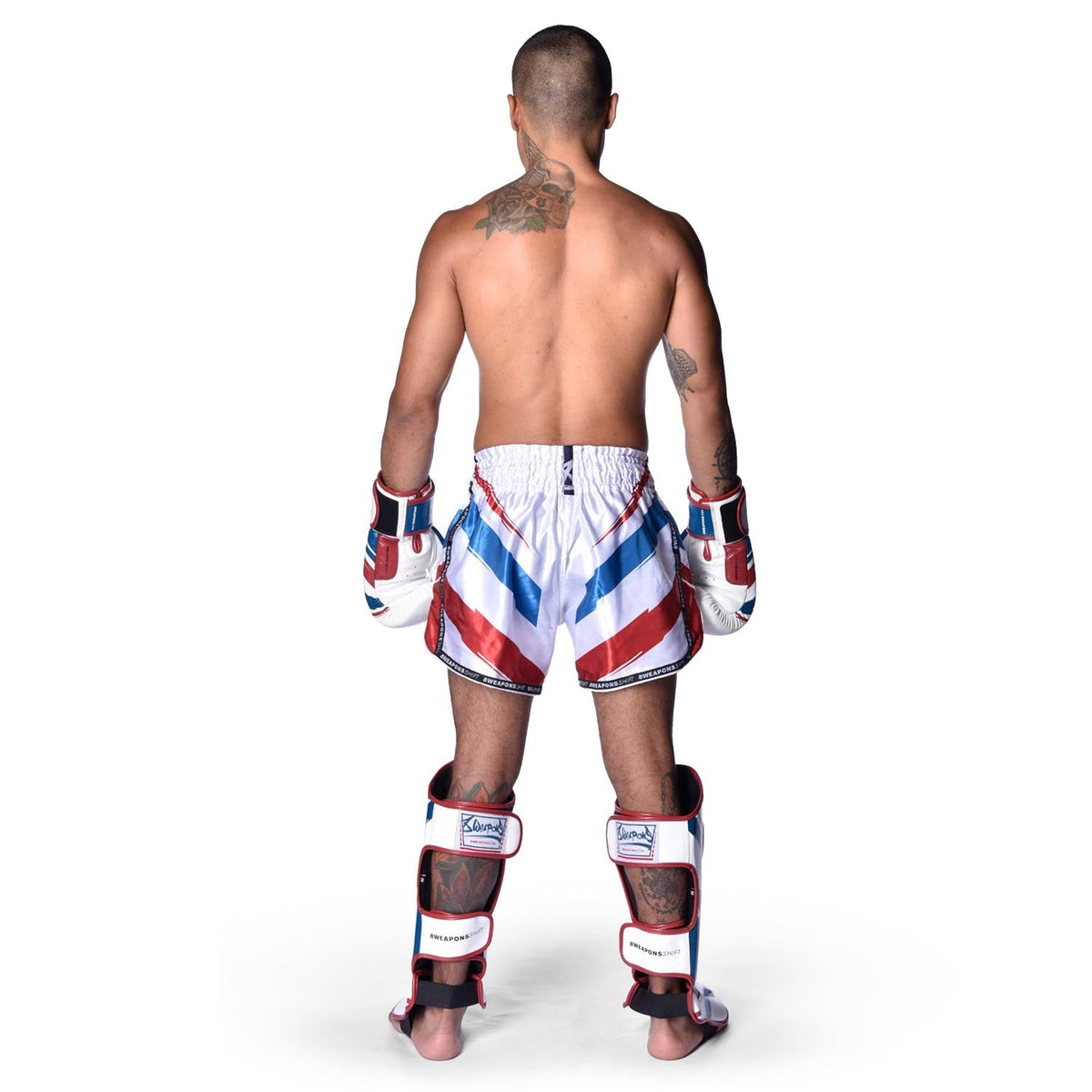 8 WEAPONS Muay Thai Shorts Shift - Weiß/Navy/Rot