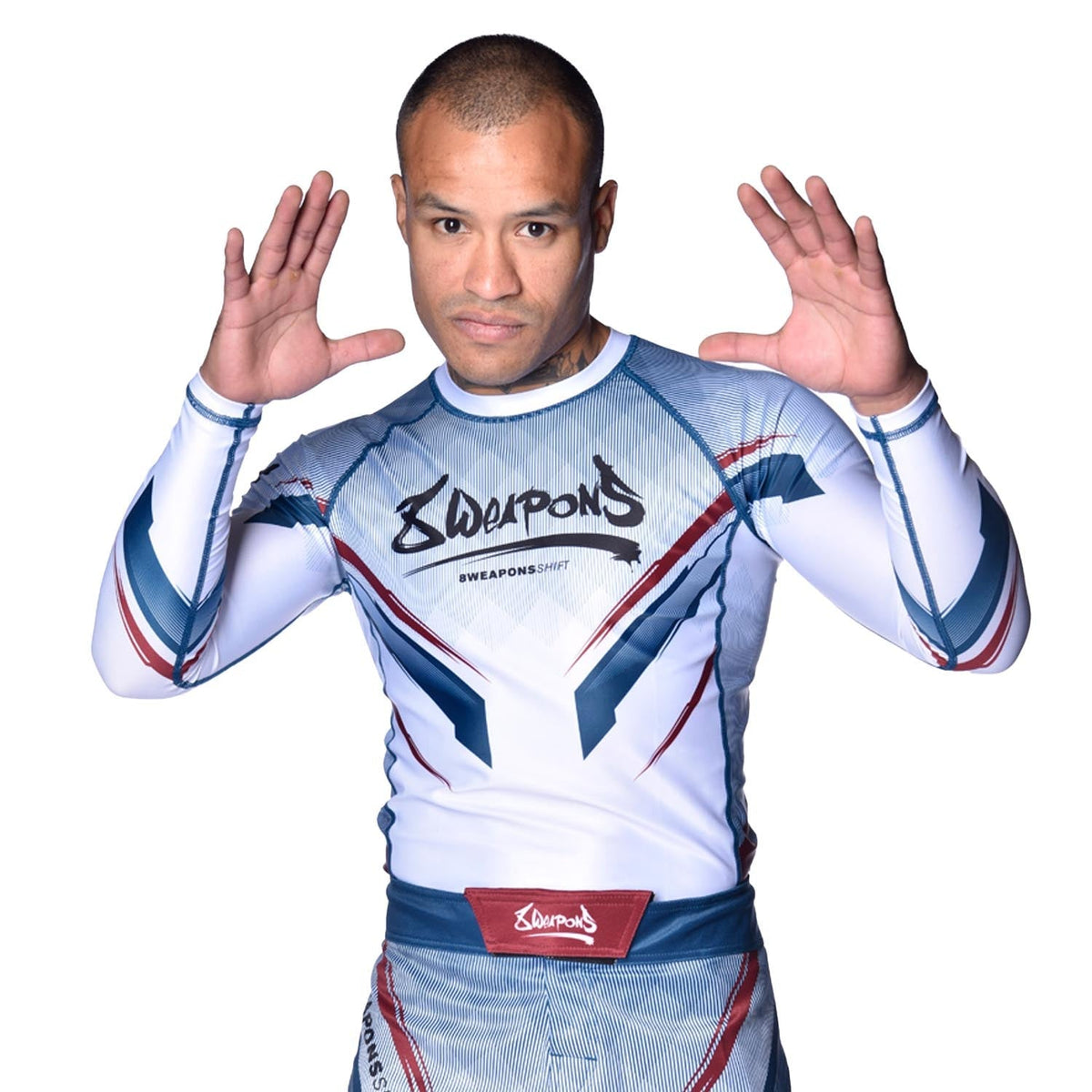 8 WEAPONS Rashguard Shift - Weiß/Navy/Rot