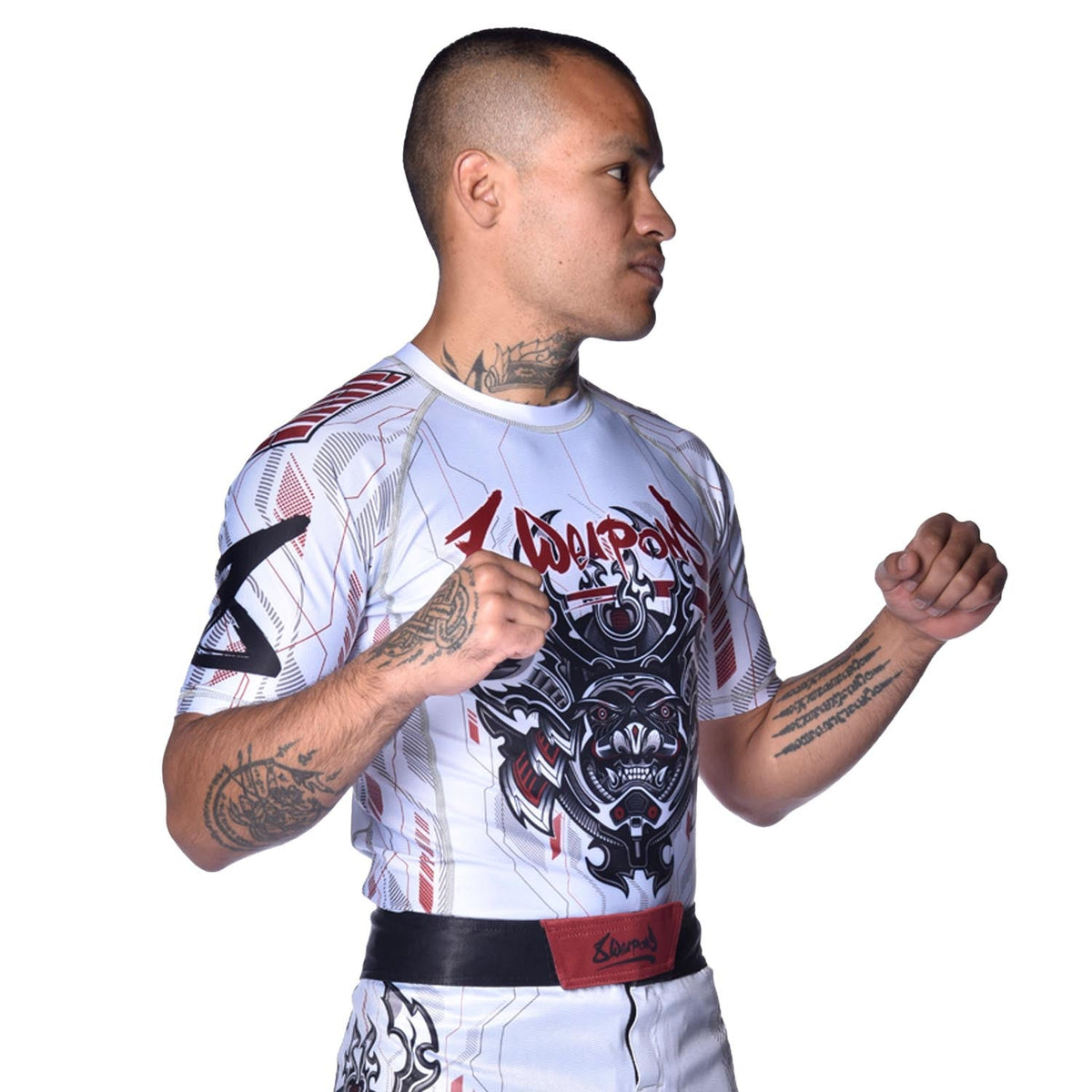 8 WEAPONS Rashguard Samurai 2.0 – Weiß/Rot