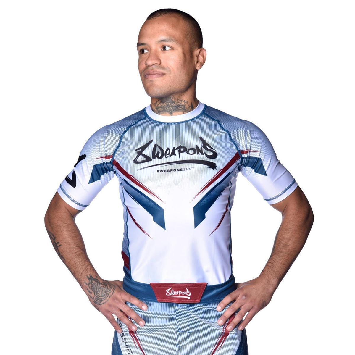 8 WEAPONS Rashguard Shift - Weiß/Navy/Rot
