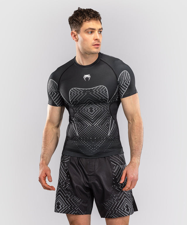 Venum Rashguard Midnight Fury Kurzarm - Schwarz/Grau/Silber