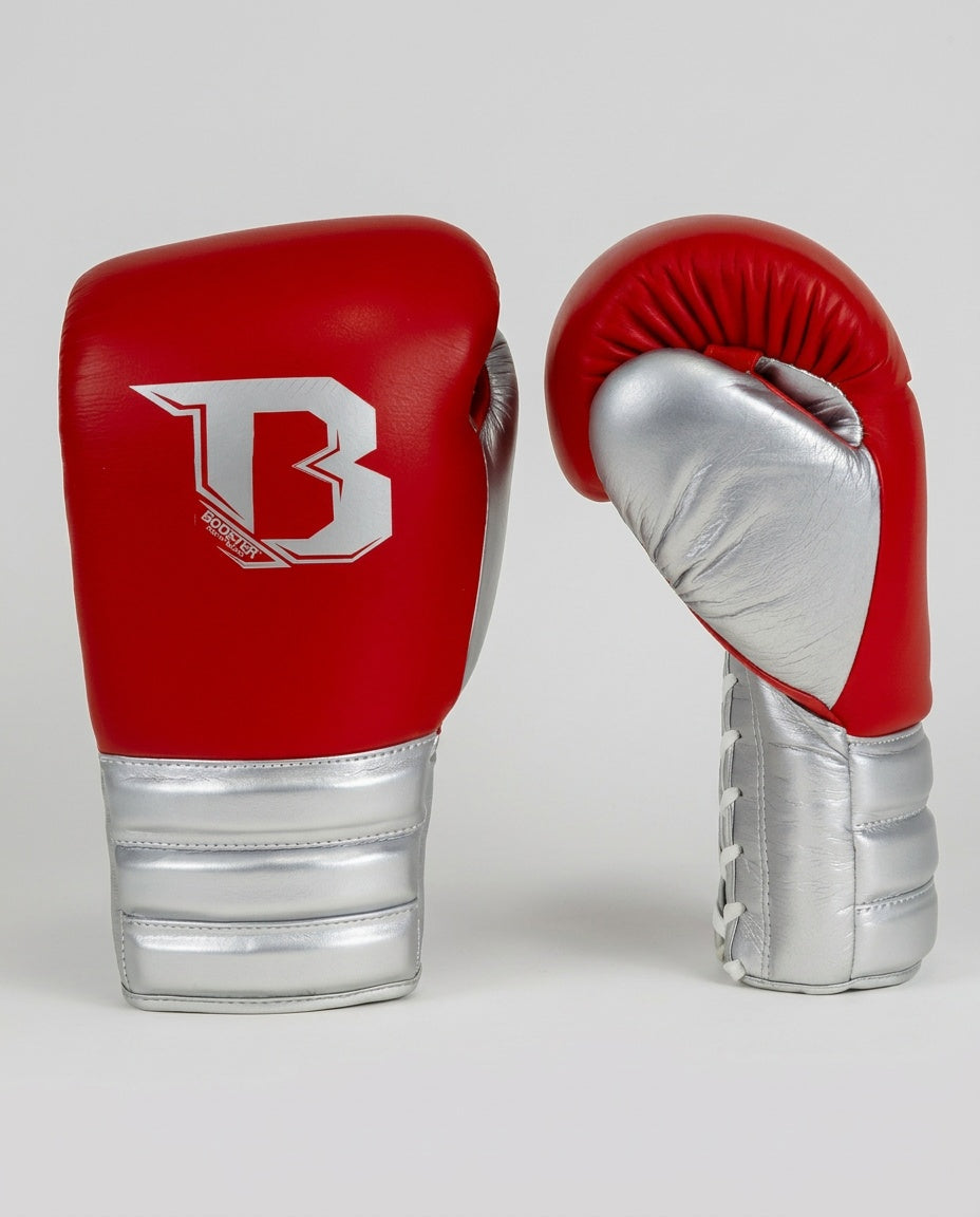 Booster Boxhandschuhe Rapid Strike mit Schnürverschluss – Rot/Silber