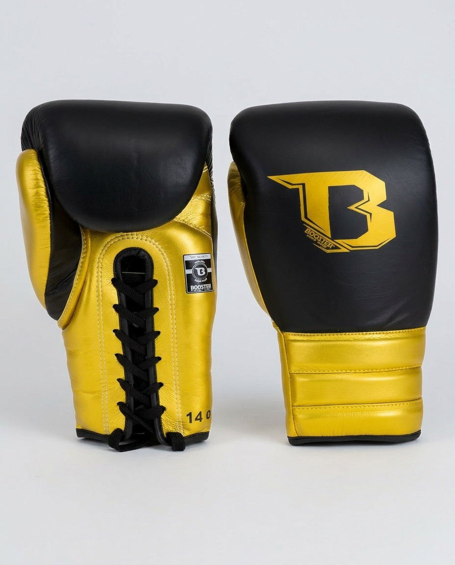 Booster Boxhandschuhe Rapid Strike mit Schnürverschluss – Schwarz/Gold
