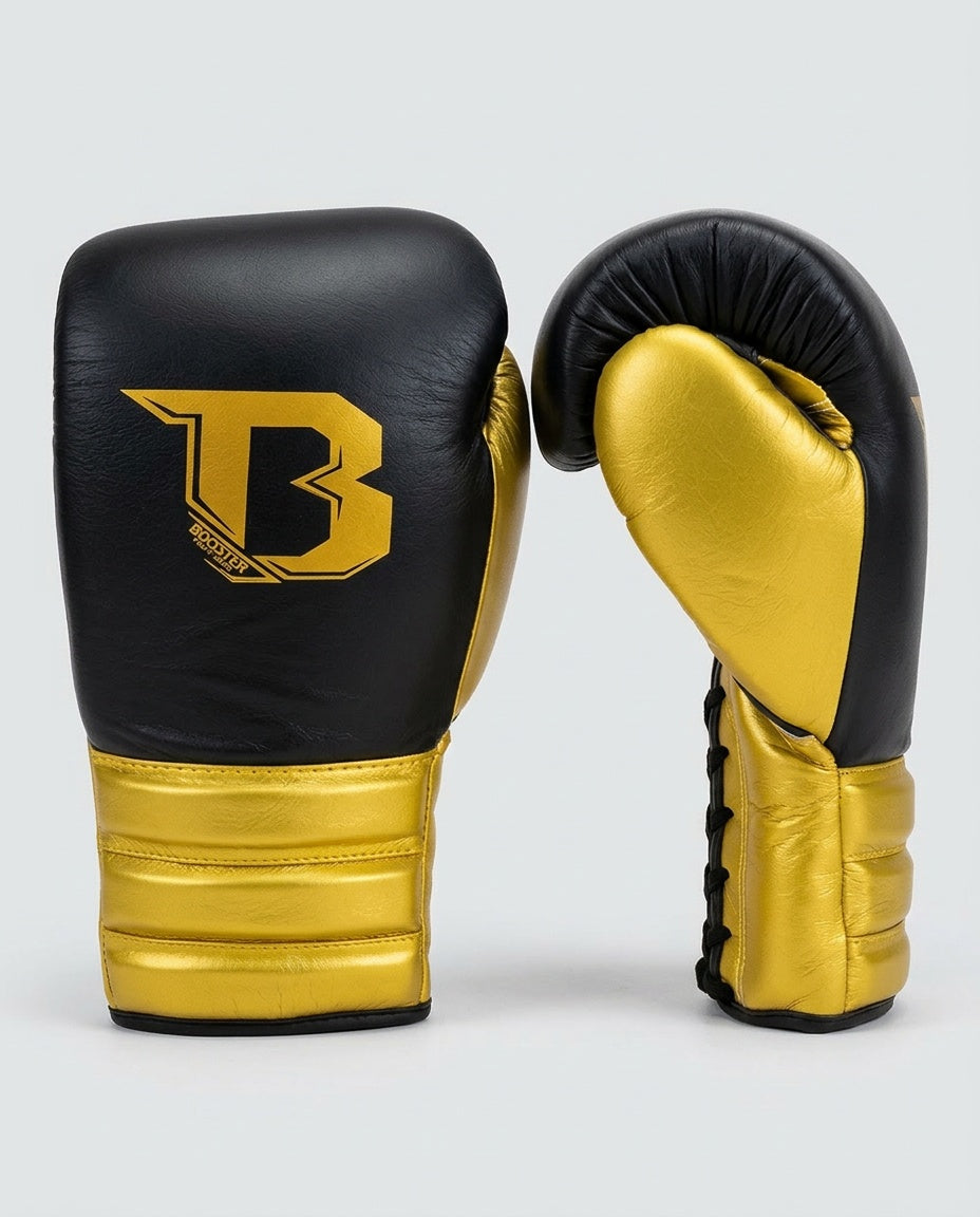 Booster Boxhandschuhe Rapid Strike mit Schnürverschluss – Schwarz/Gold