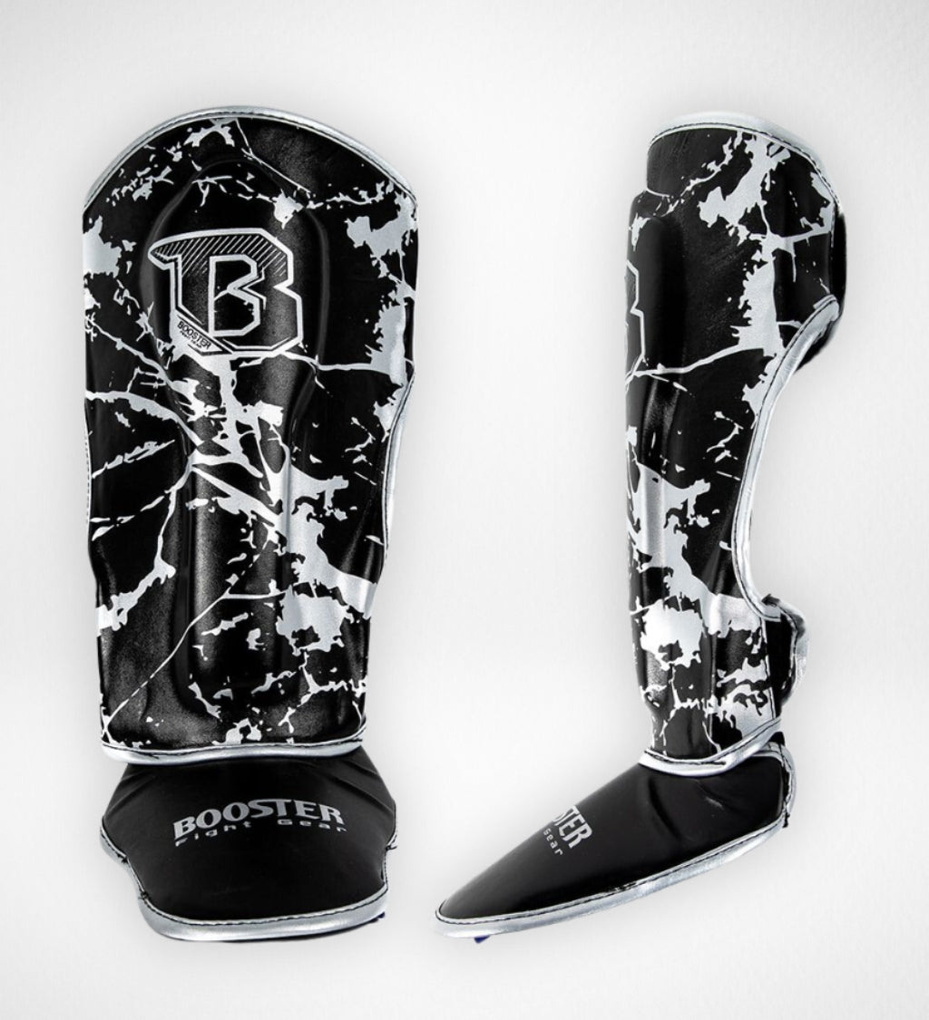 Booster Schienbeinschoner Kinder Marble – Schwarz/Silber