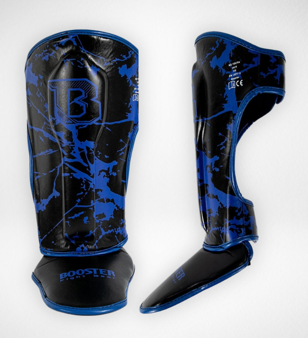 Booster Schienbeinschoner Kinder Marble - Schwarz/Blau