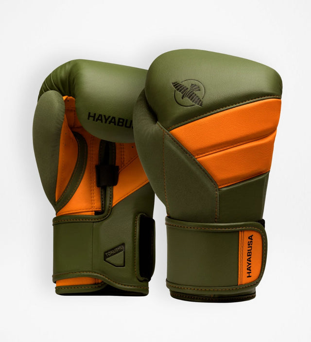 Hayabusa Boxhandschuhe T3 – Khaki Grün/Orange
