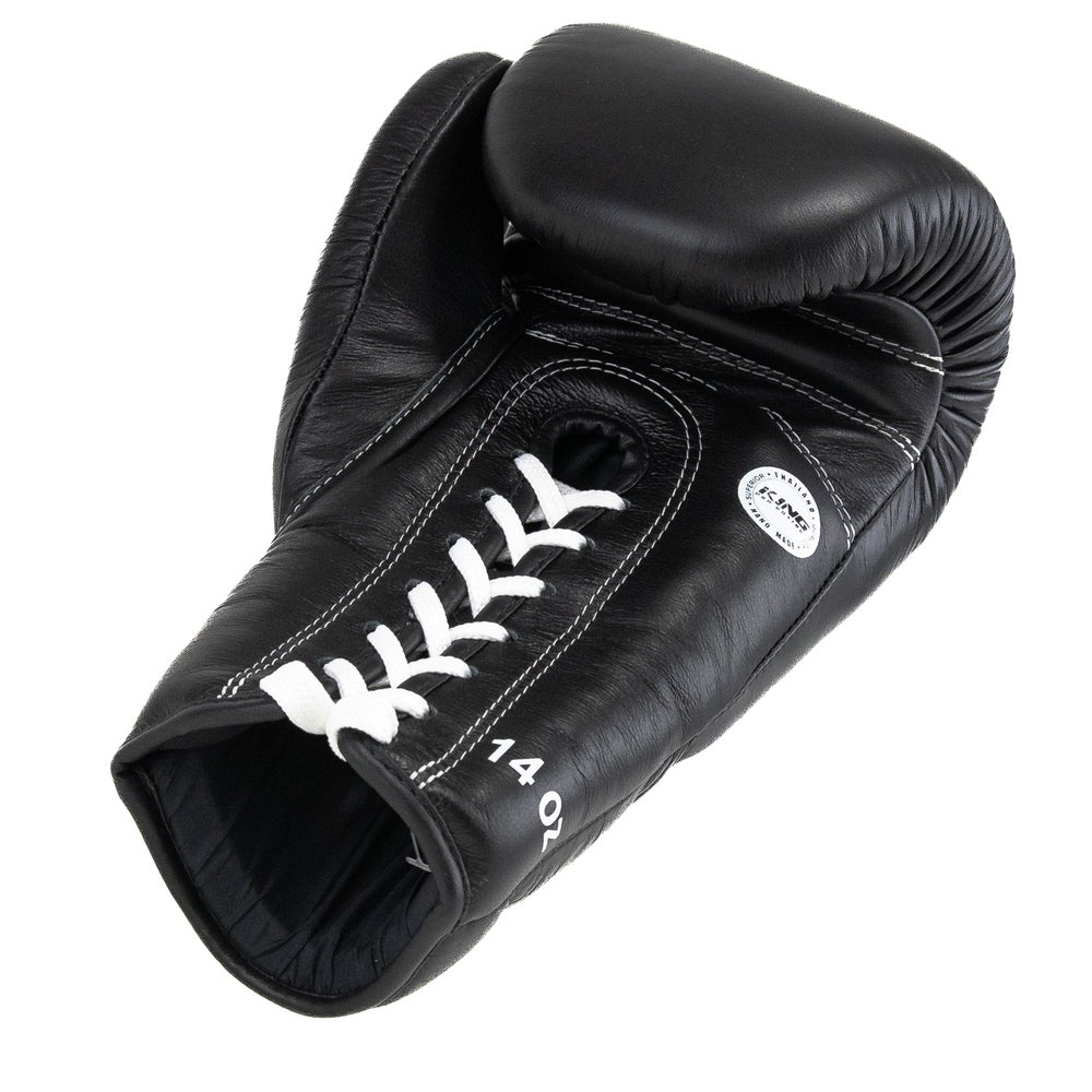 King Pro Boxing Boxhandschuhe XK mit Schnürverschluss – Schwarz/Weiss