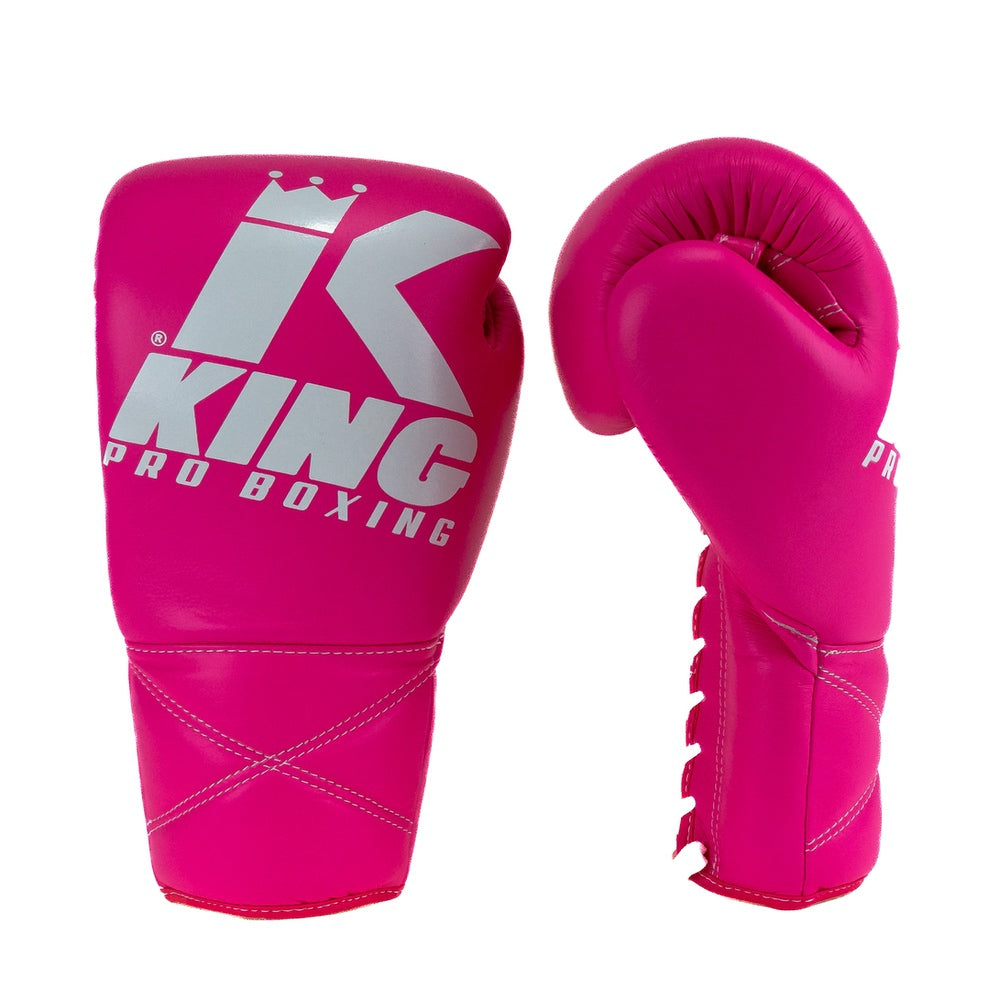King Pro Boxing Boxhandschuhe XK mit Schnürverschluss – Pink/Weiss
