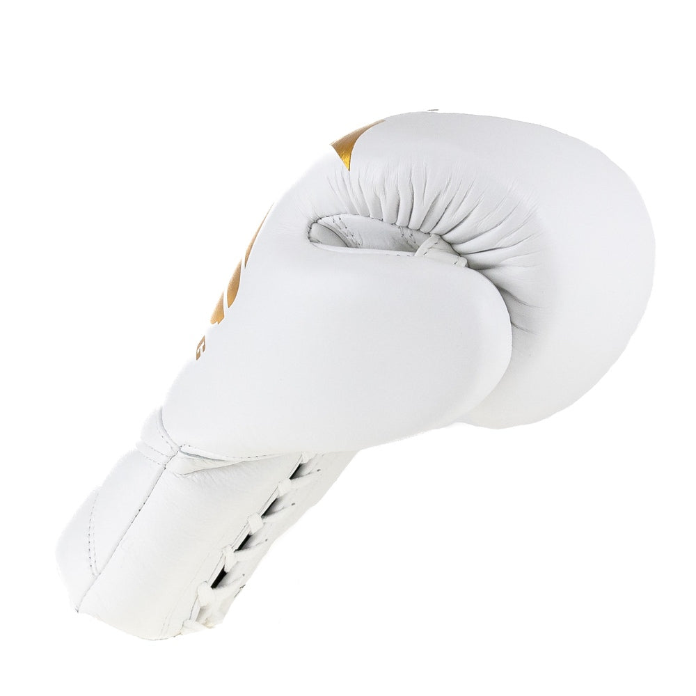 King Pro Boxing Boxhandschuhe XK mit Schnürverschluss – Weiss/Gold