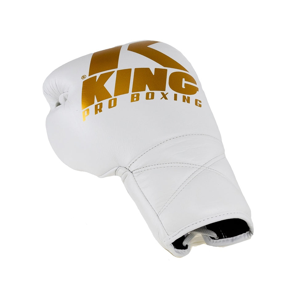 King Pro Boxing Boxhandschuhe XK mit Schnürverschluss – Weiss/Gold
