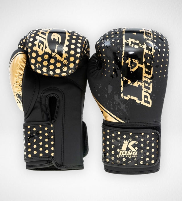 King Pro Boxing Boxhandschuhe Kids Hexagon - Schwarz/Gold