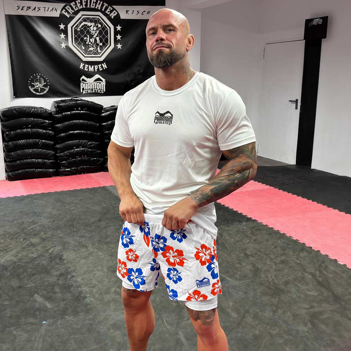 Phantom Athletics MMA Shorts Fusion 2in1 - Weiß/Blau/Rot