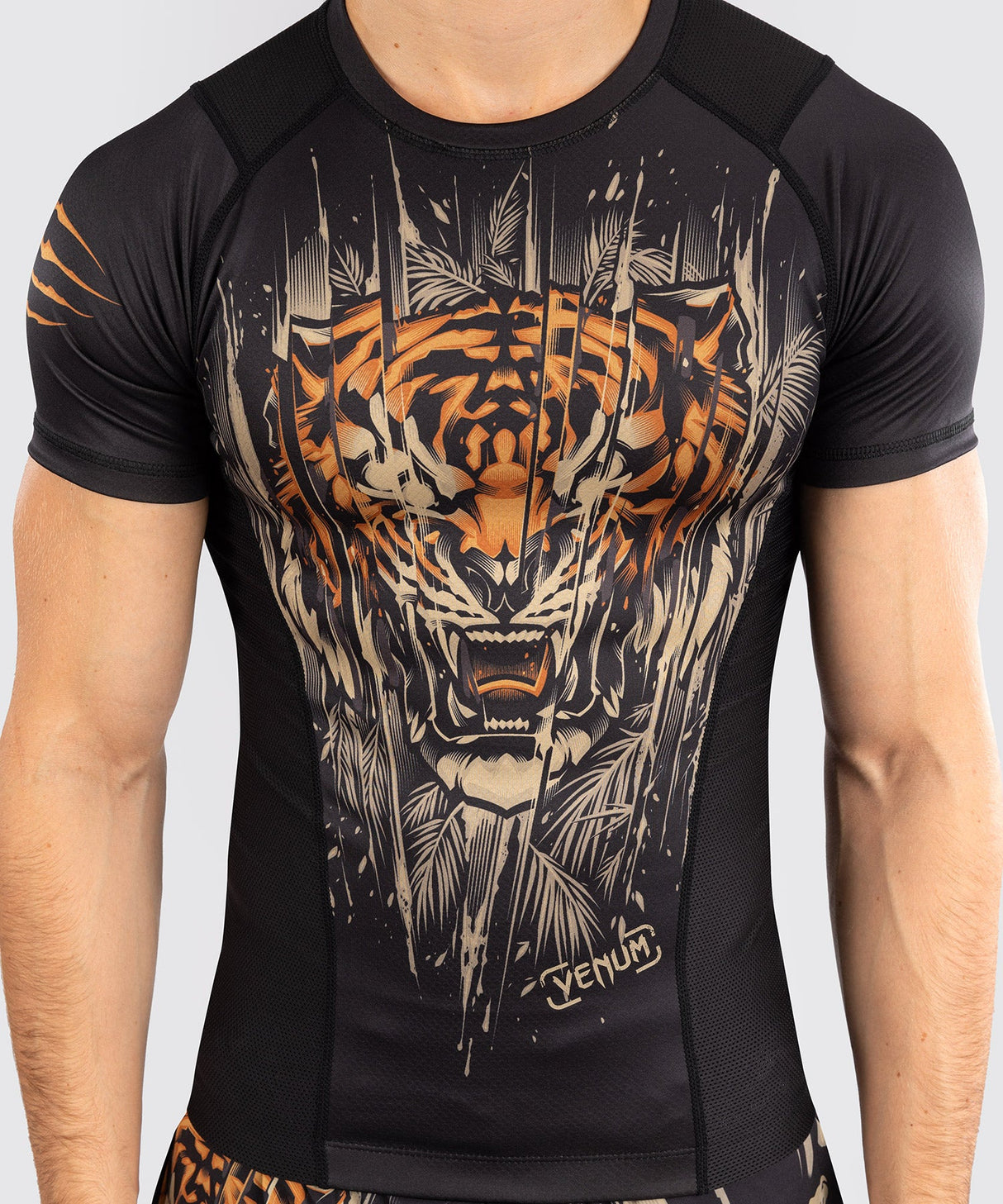 Venum Rashguard Kurze Ärmel Tiger - Schwarz/Orange