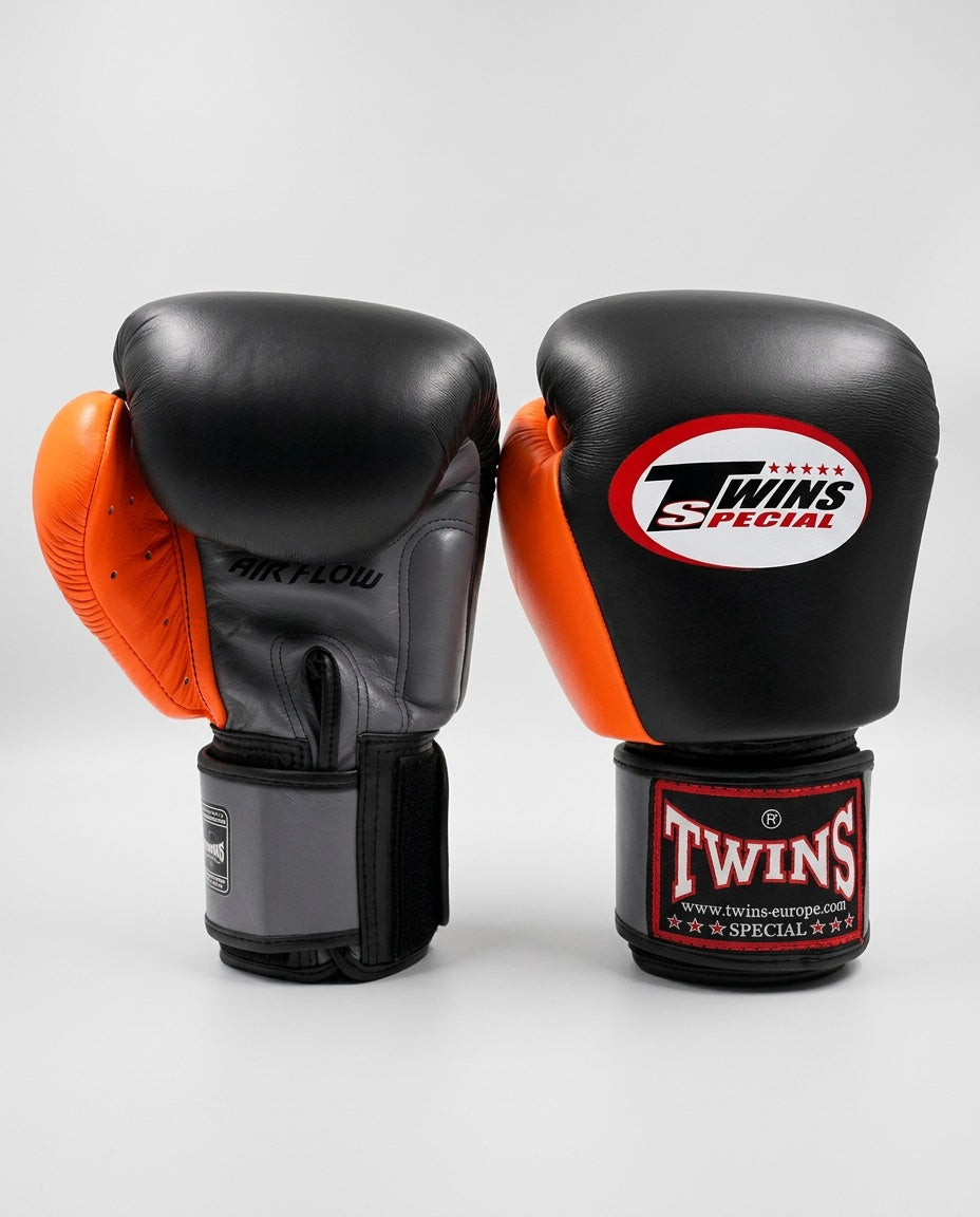 Twins Boxhandschuhe BGVL3 Air – Schwarz/Orange/Grau