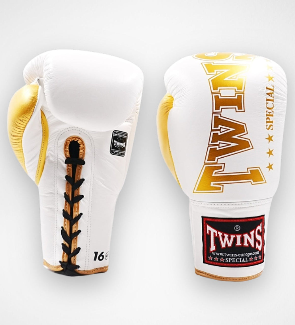 Twins Boxhandschuhe BGVLL8 mit Schnürverschluss – Weiß/Gold