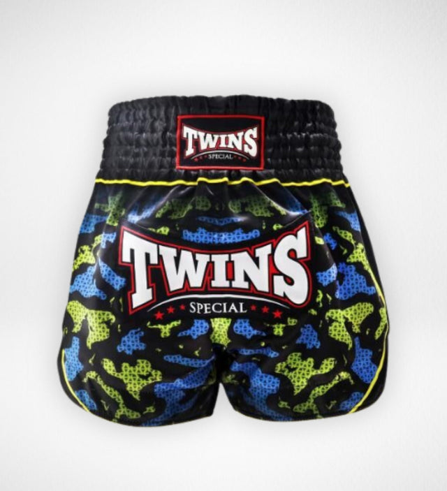 Twins Muay Thai Shorts TTBL Atlas - Schwarz/Grün/Blau