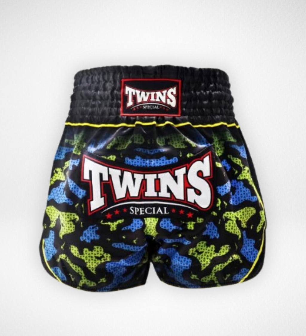 Twins Muay Thai Shorts TTBL Atlas - Schwarz/Grün/Blau