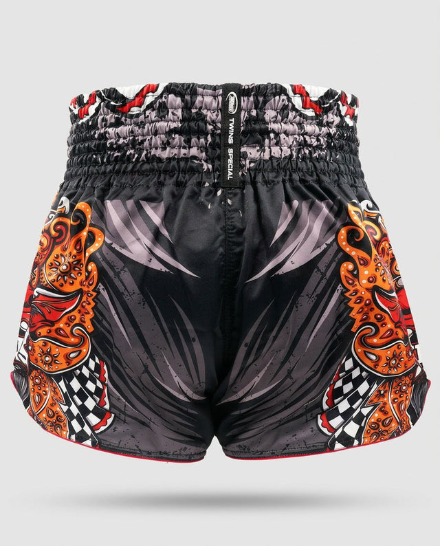 Twins Muay-Thai-Shorts TTBL Barong – Schwarz/Rot/Orange