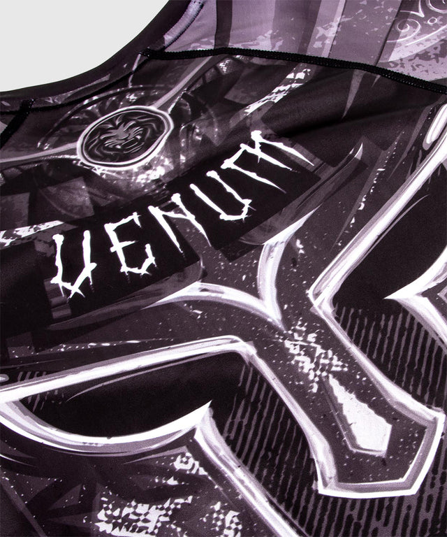 Venum Rashguard Gladiator 3.0 Kurzarm – Schwarz/Grau/Weiss