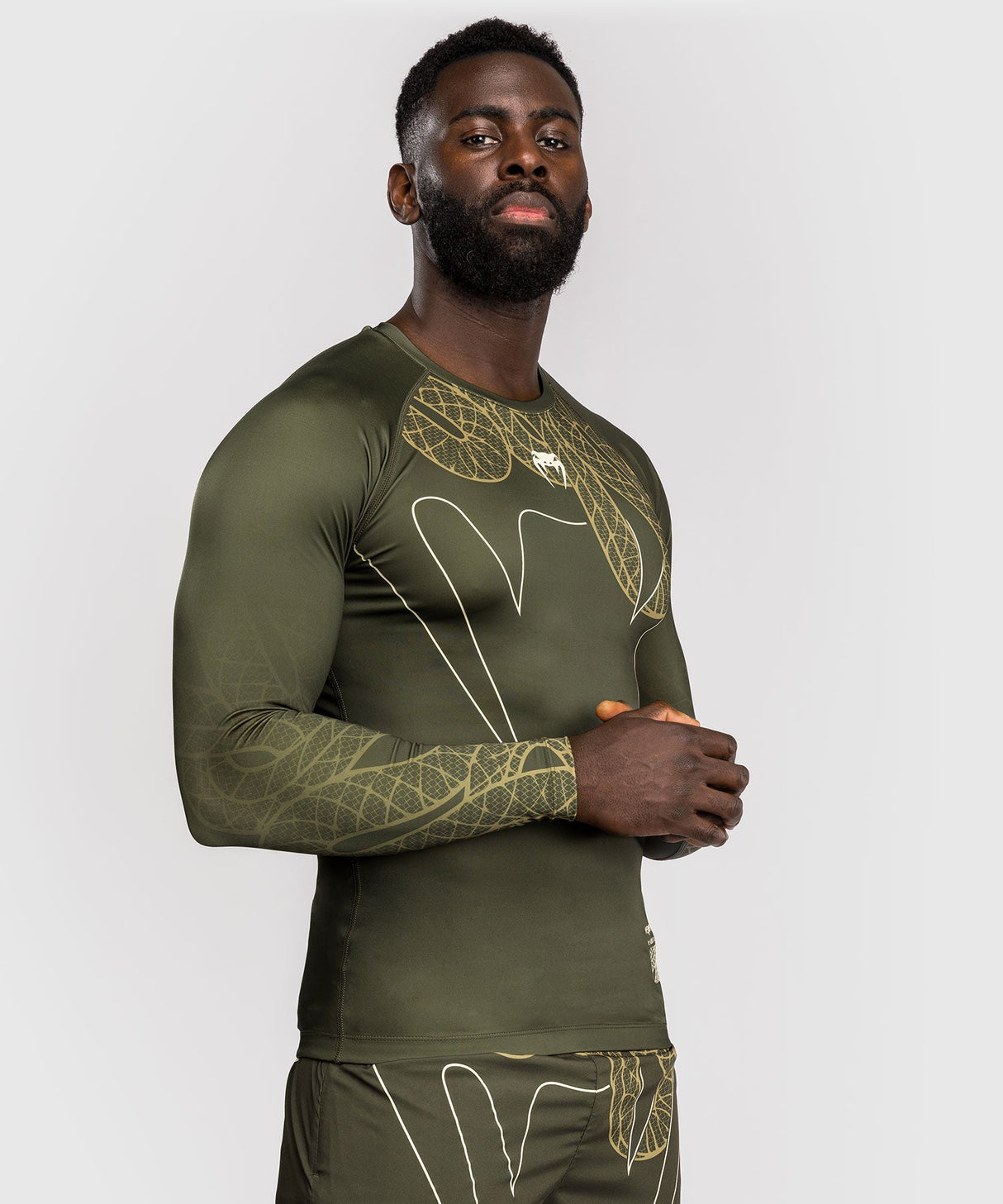Venum Rashguard Langarm Serpenti - Khaki Grün