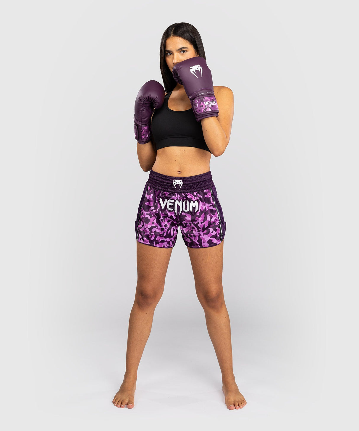 Venum Muay-Thai-Shorts Iris – Lila/Camo-Rosa