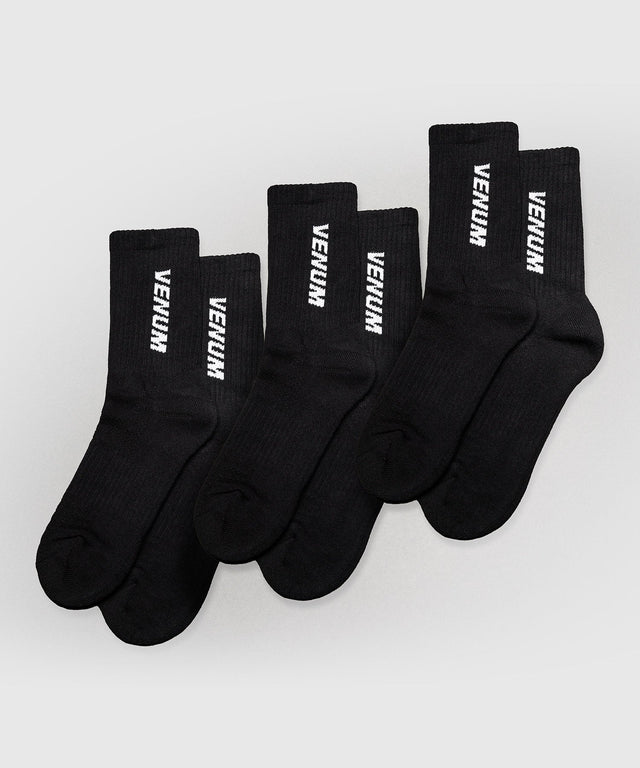 Venum Essential Crew Socken – Schwarz – 3er-Pack