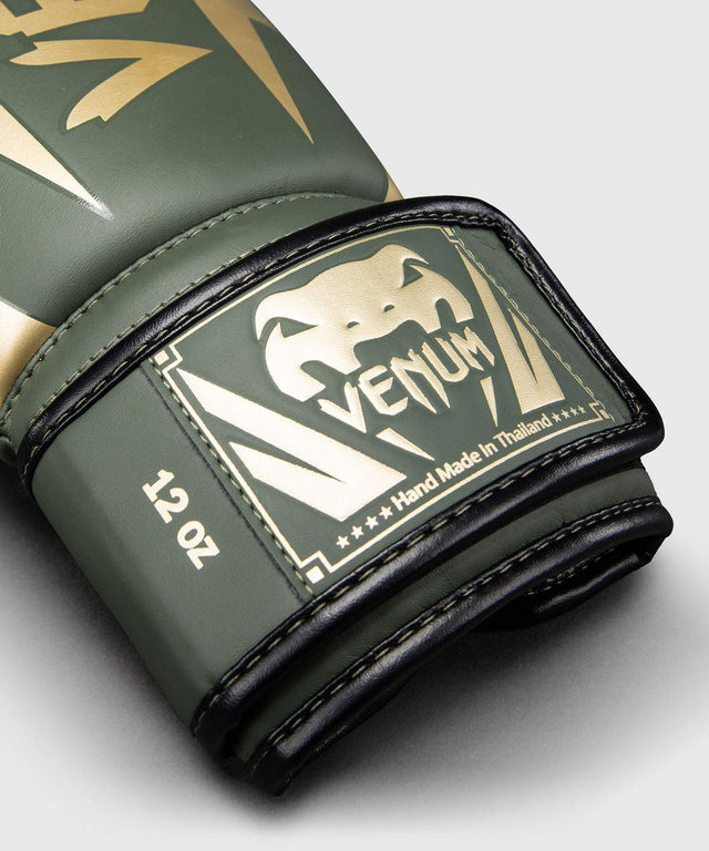 Venum Boxhandschuhe Elite – Khaki-Grün/Gold